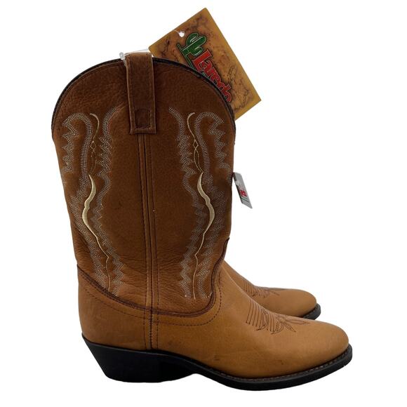 Laredo Boots Womens 8 Walnut Deertan Leather Vamp Stitched Western Cowboy Ladies - Picture 1 of 12